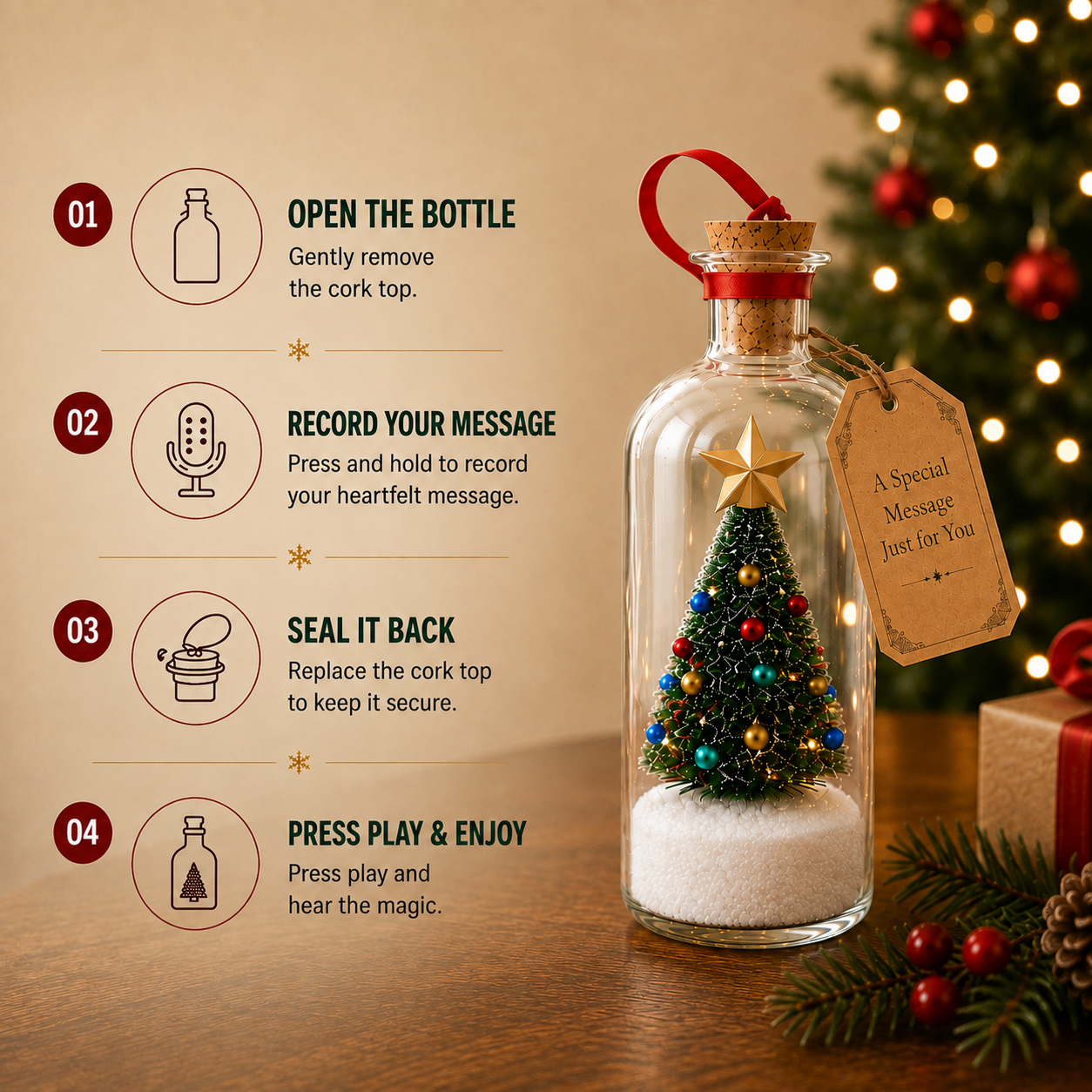 Everwish Recordable Christmas Tree in a Bottle